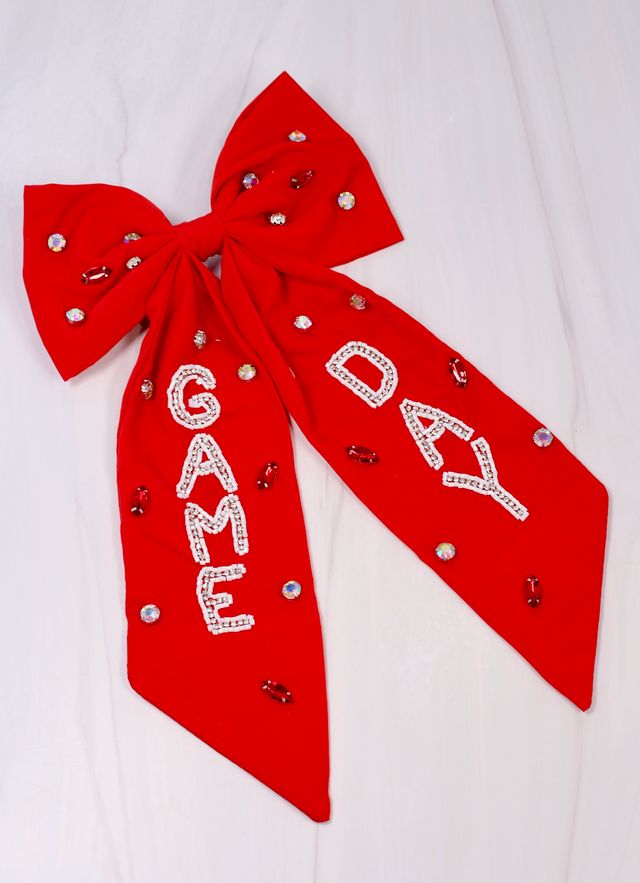 Game Day Embellished Bow RED
