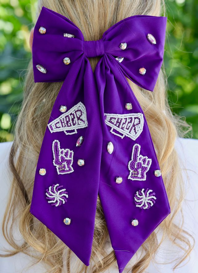 Cheer Them On Hair Bow PURPLE