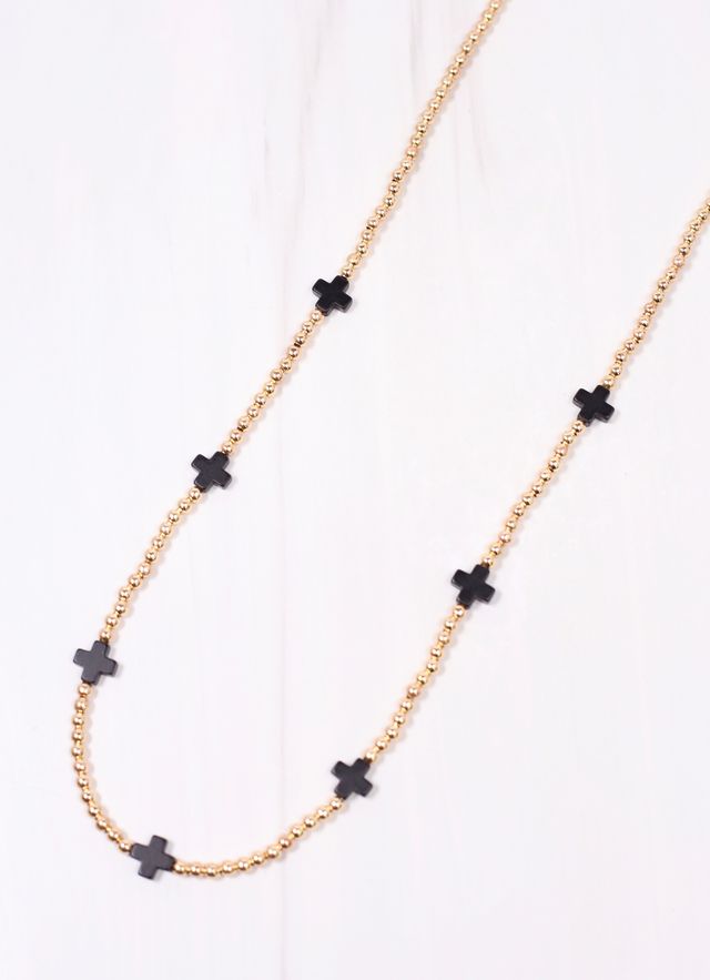 Kathy Necklace with Crosses BLACK