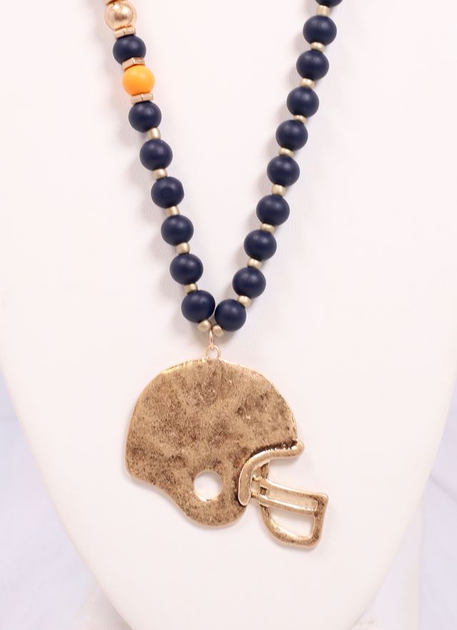 MacNeille Helmet Necklace NAVY ORANGE