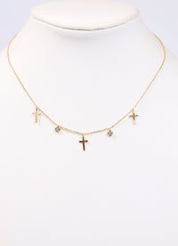 Trinity Cross Charm Necklace GOLD