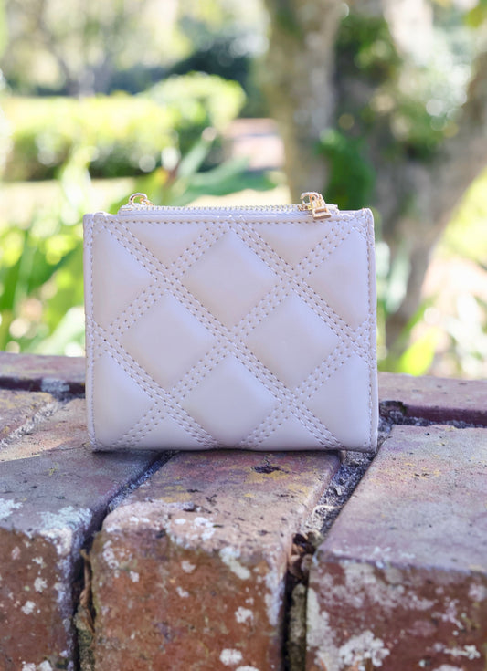 Monica Double Zip Wallet NUDE QUILTED DQ