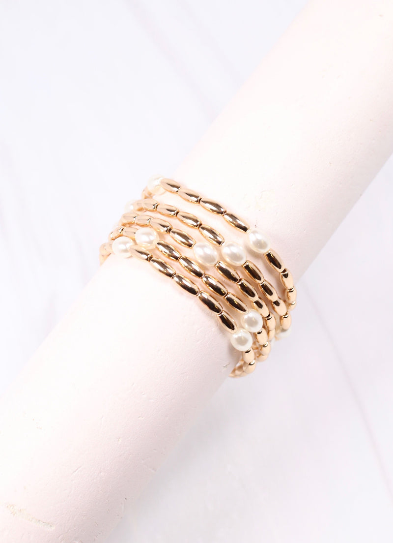 Brigden Pearl Bracelet Set GOLD