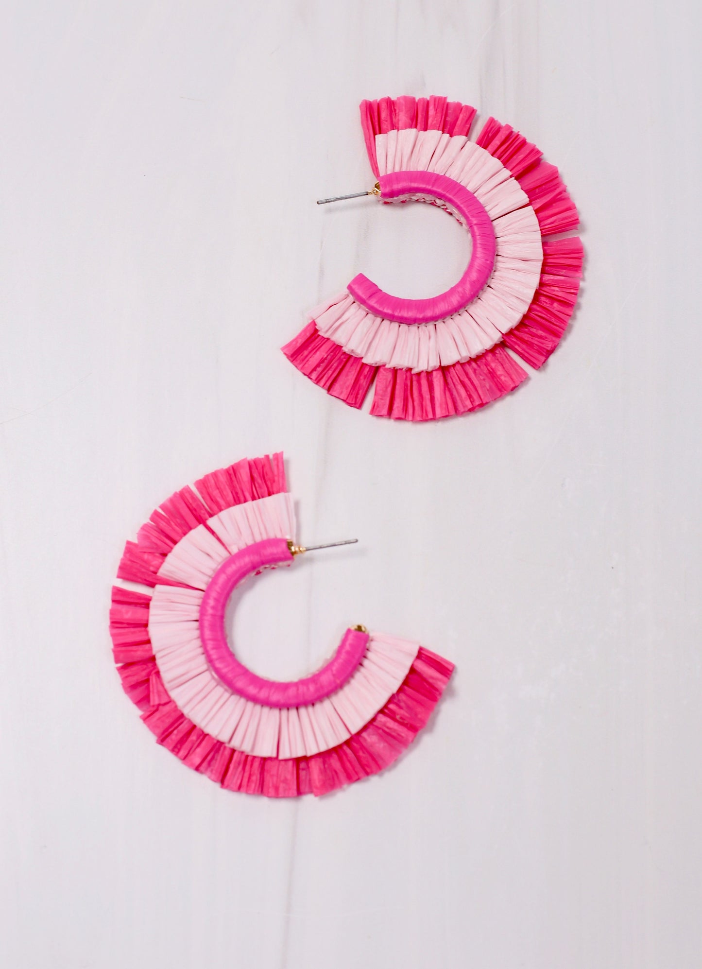 Aubert Raffia Hoop Earring HOT PINK