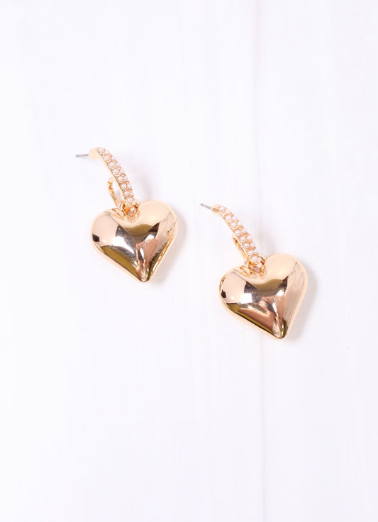 Paloma Pearl and Heart Drop Earring GOLD