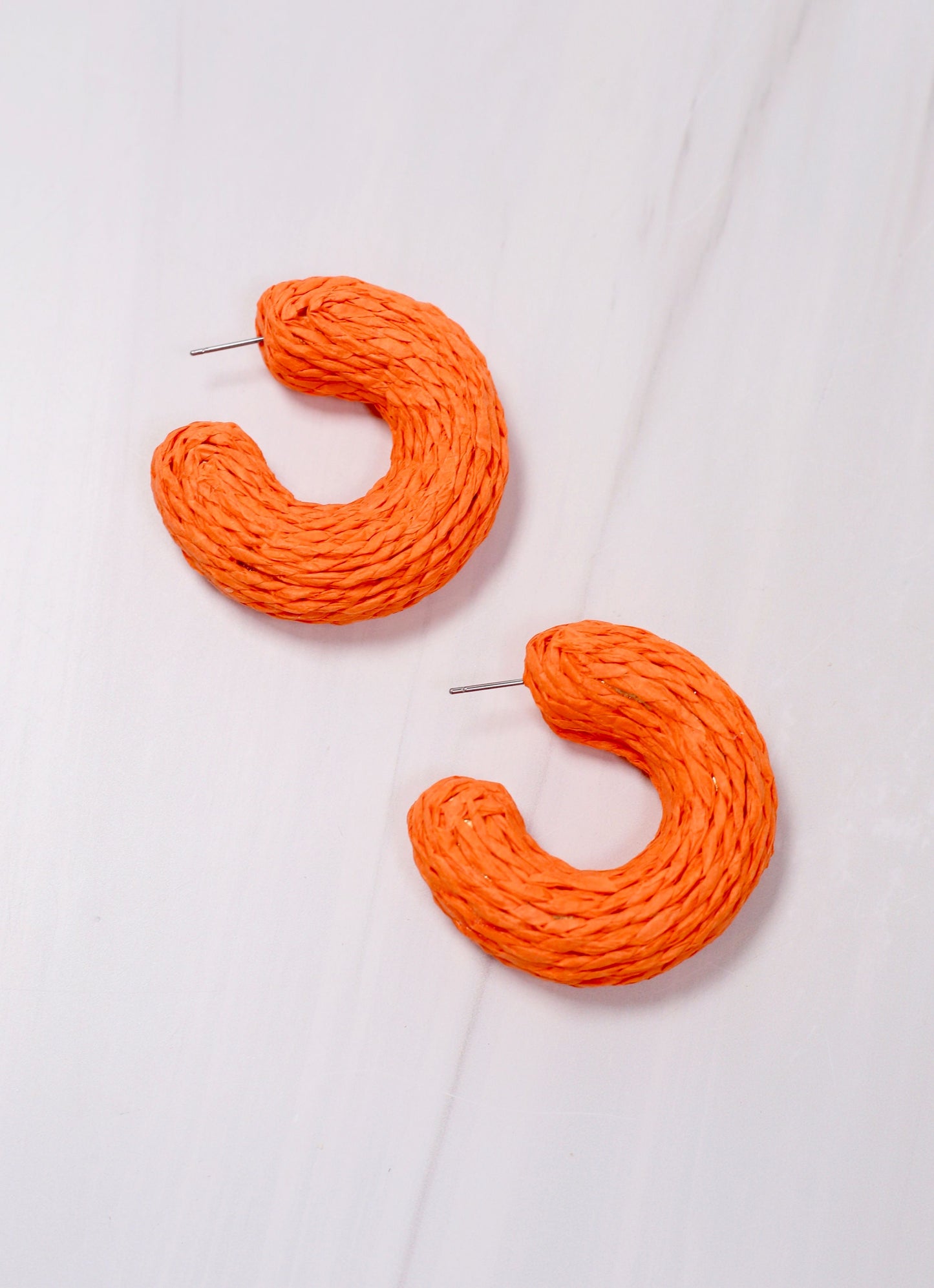 Moravian Wrapped Hoop Earring ORANGE