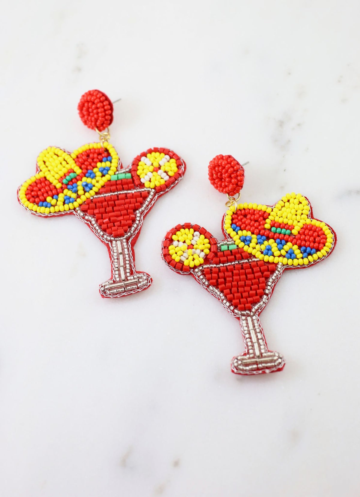 Margarita Glass with Sombrero Earring RED