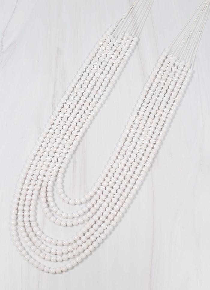 Lauderdale Beaded Multi Strand Necklace WHITE