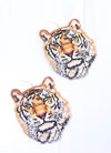 Embroidered Tiger Earring ORANGE