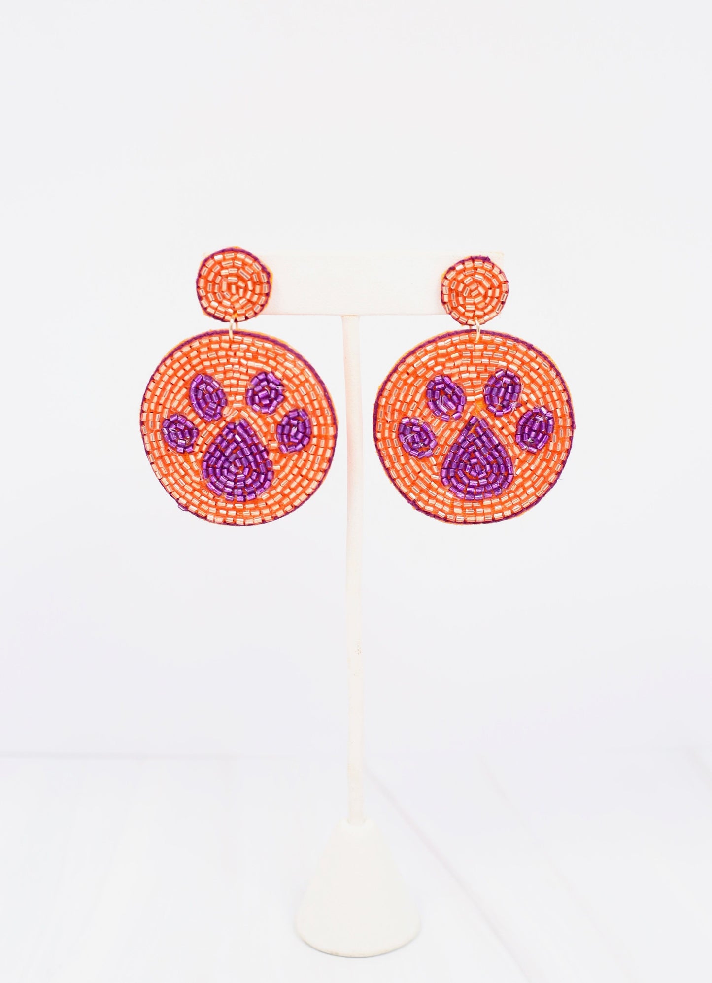 Paw Pride Beaded Earring ORANGE PURPLE