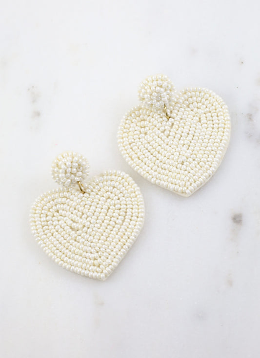 Lovey Dovey Heart Earring Ivory