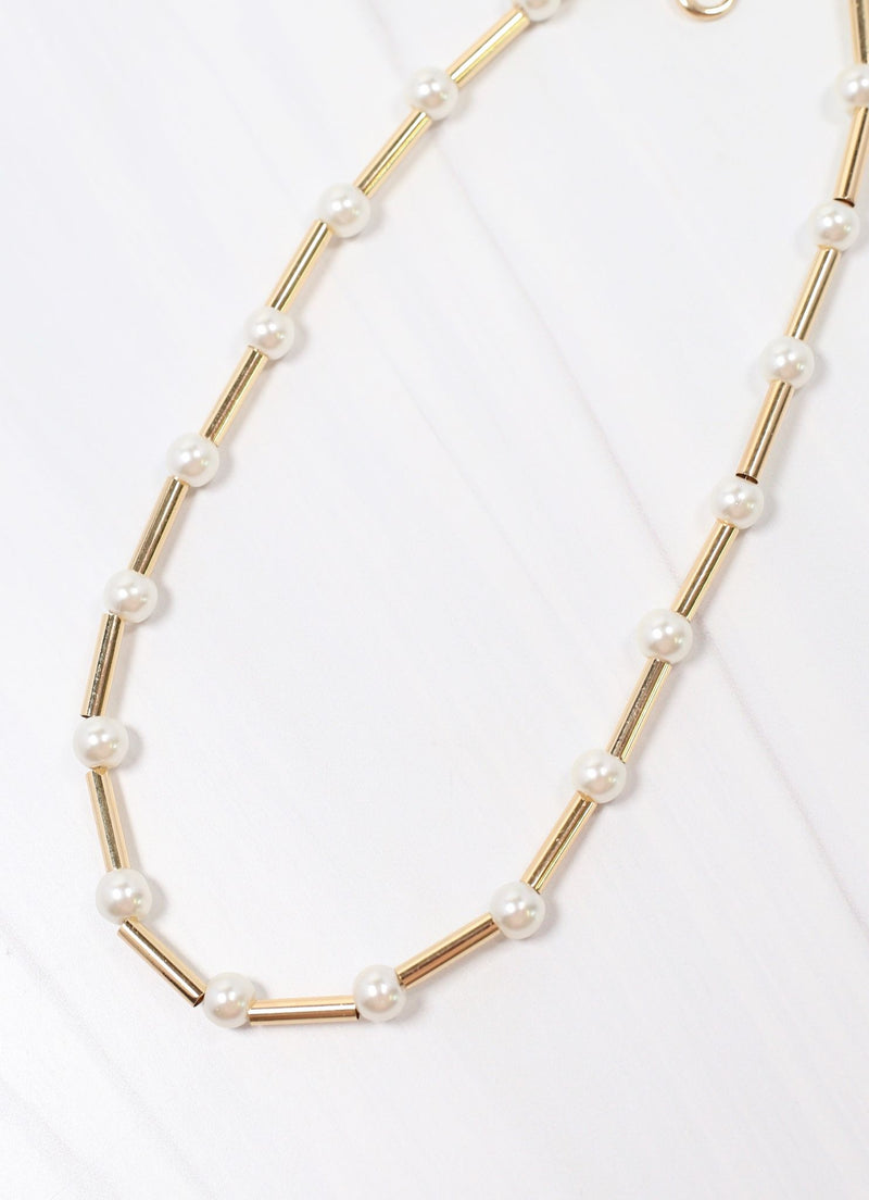 Viscount Tube Necklace with Pearls GOLD