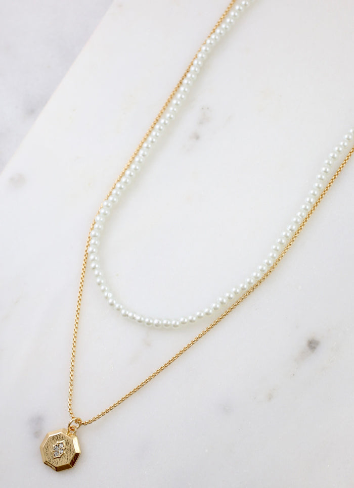 Houston Layered Necklace with Charm GOLD