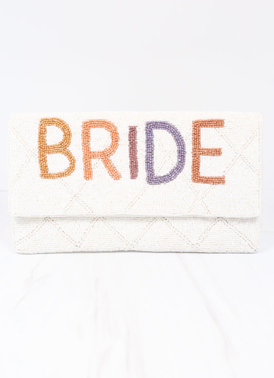 Bride Patterned Beaded Crossbody WHITE