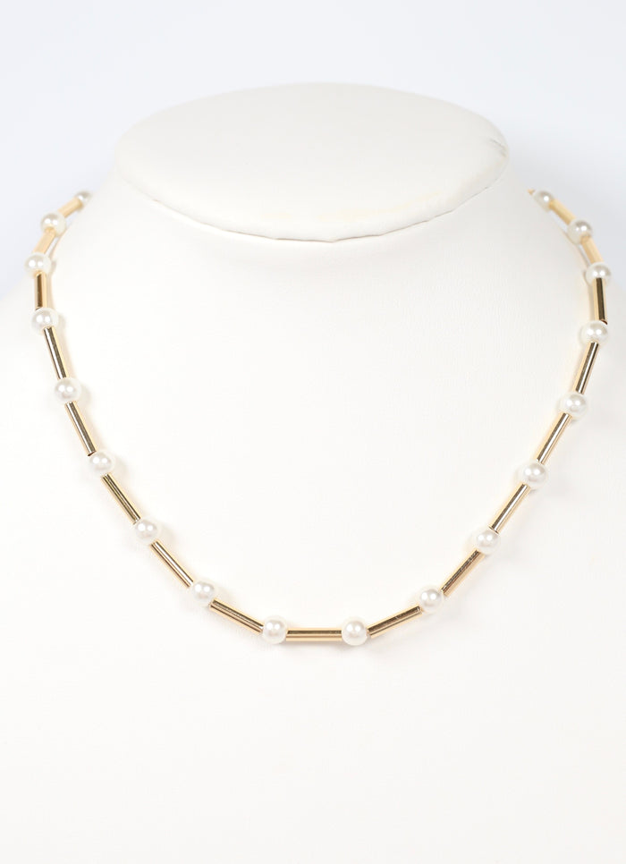 Viscount Tube Necklace with Pearls GOLD