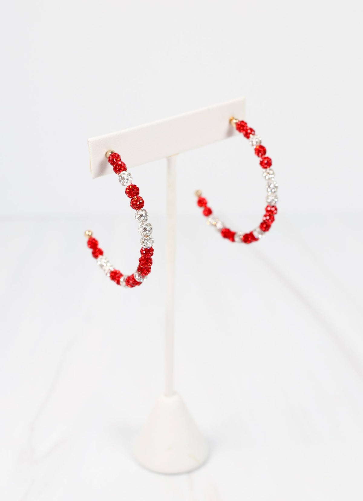 Pave Hoop Earring RED WHITE