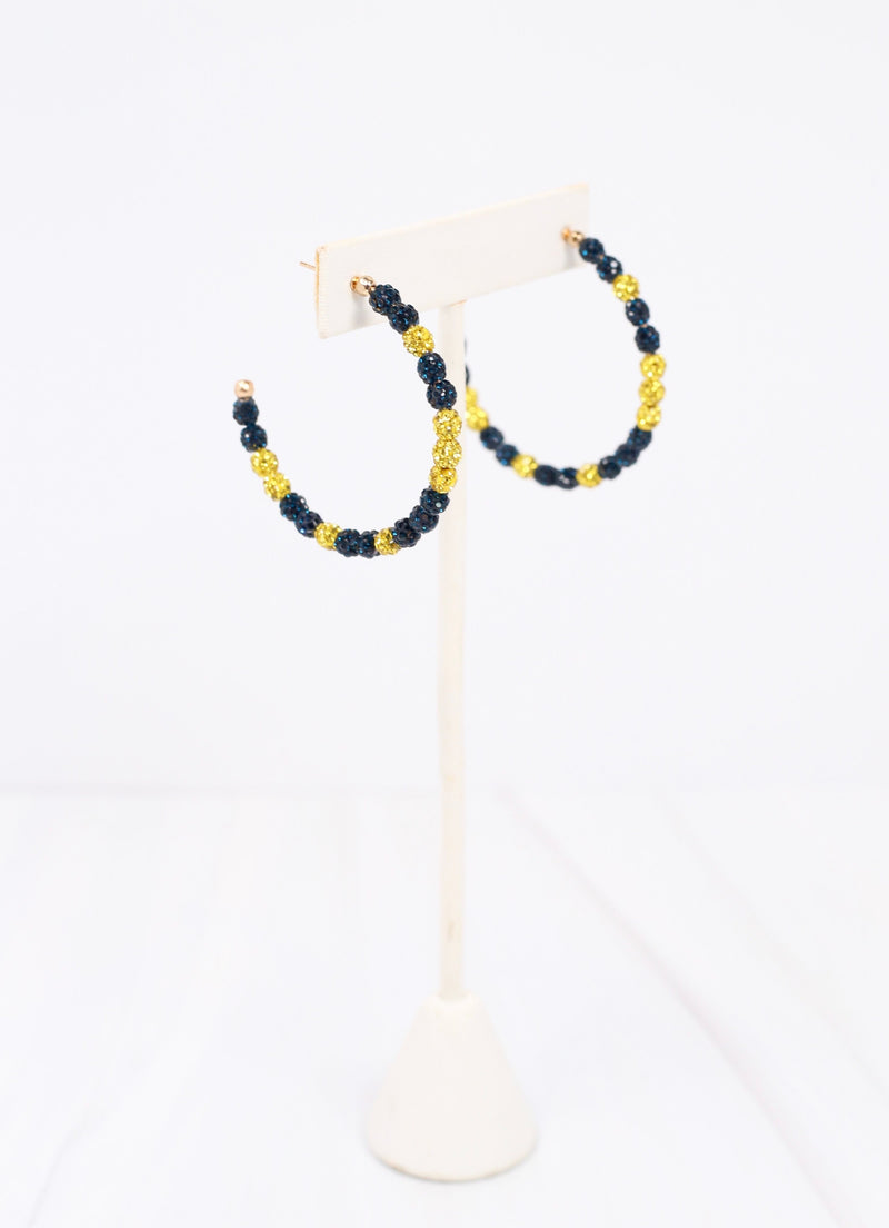 Pave Hoop Earring NAVY GOLD