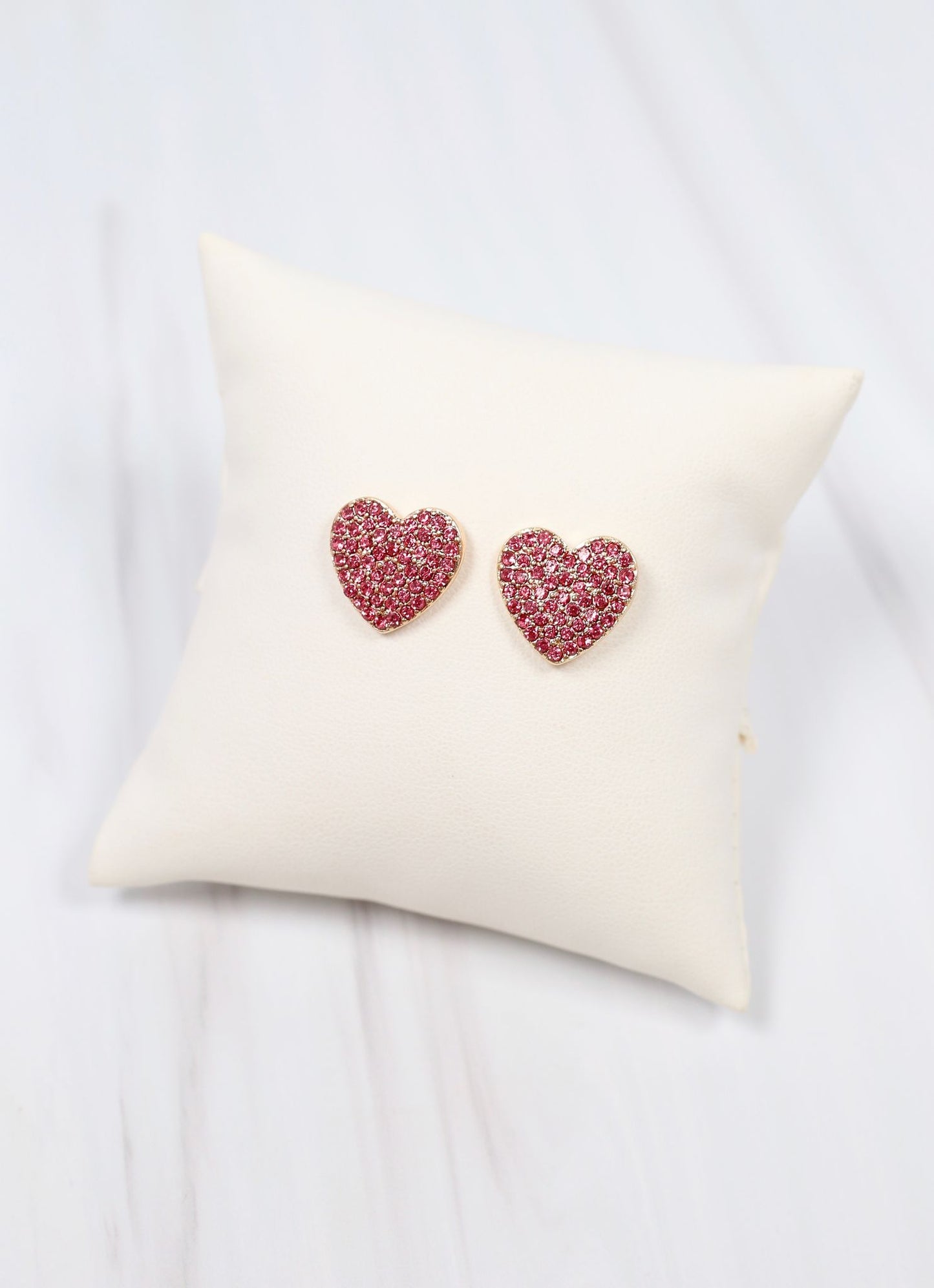 Martie CZ Heart Stud Earring PINK