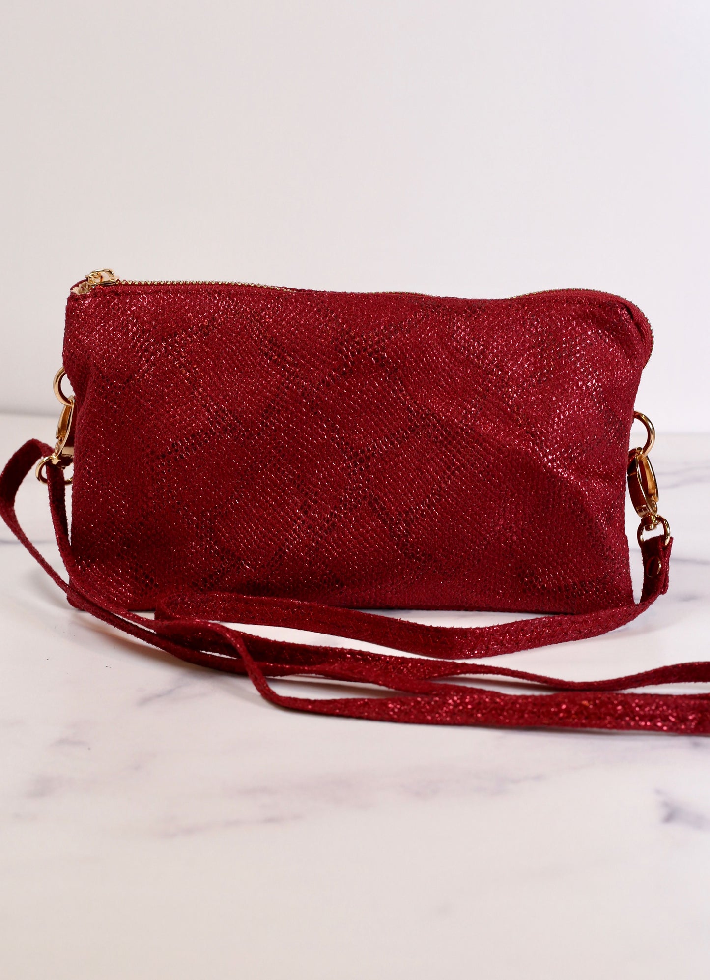 Liz Custom Collection Crossbody Bag Metallic Crimson