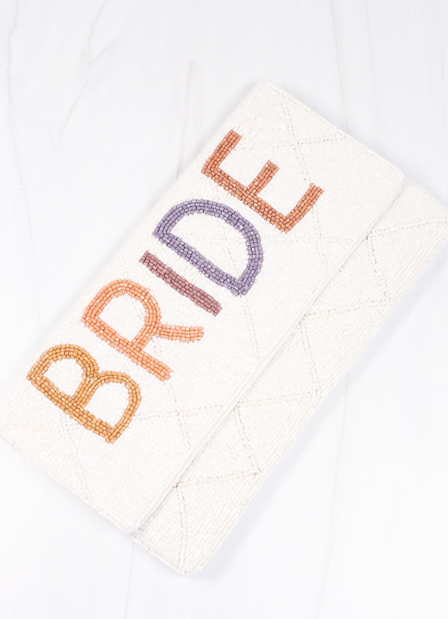 Bride Patterned Beaded Crossbody WHITE