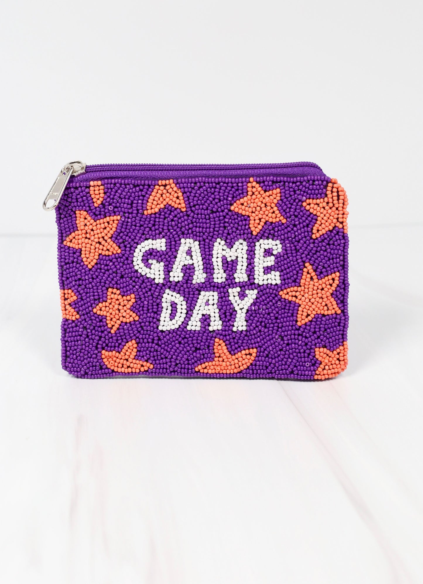 Game Day Star Beaded Pouch PURPLE ORANGE