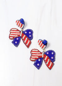 Stars and Stripes Bow Earring TRI COLOR
