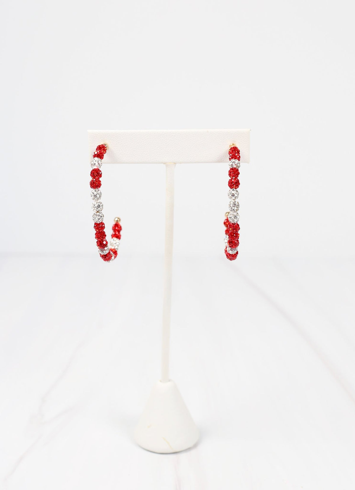 Pave Hoop Earring RED WHITE