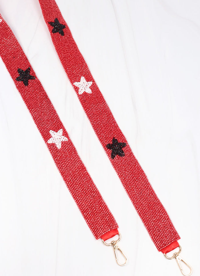 Star Beaded Crossbody Strap RED BLACK WHITE