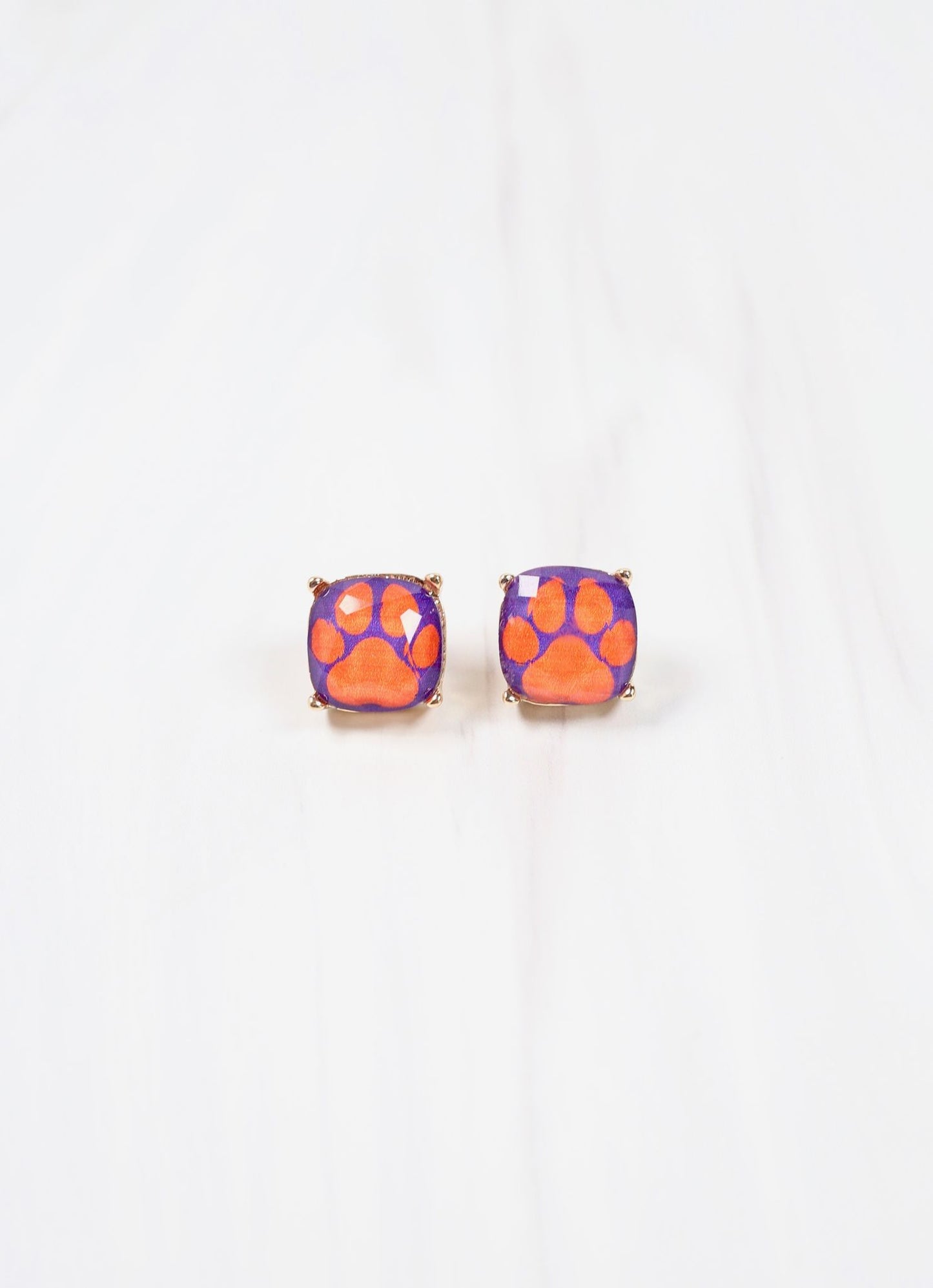 Paw Print Stud Earring PURPLE ORANGE