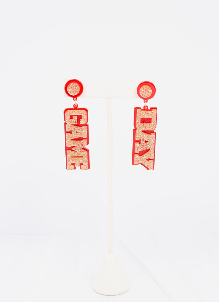 Game Day Drop Earring GOLD RED