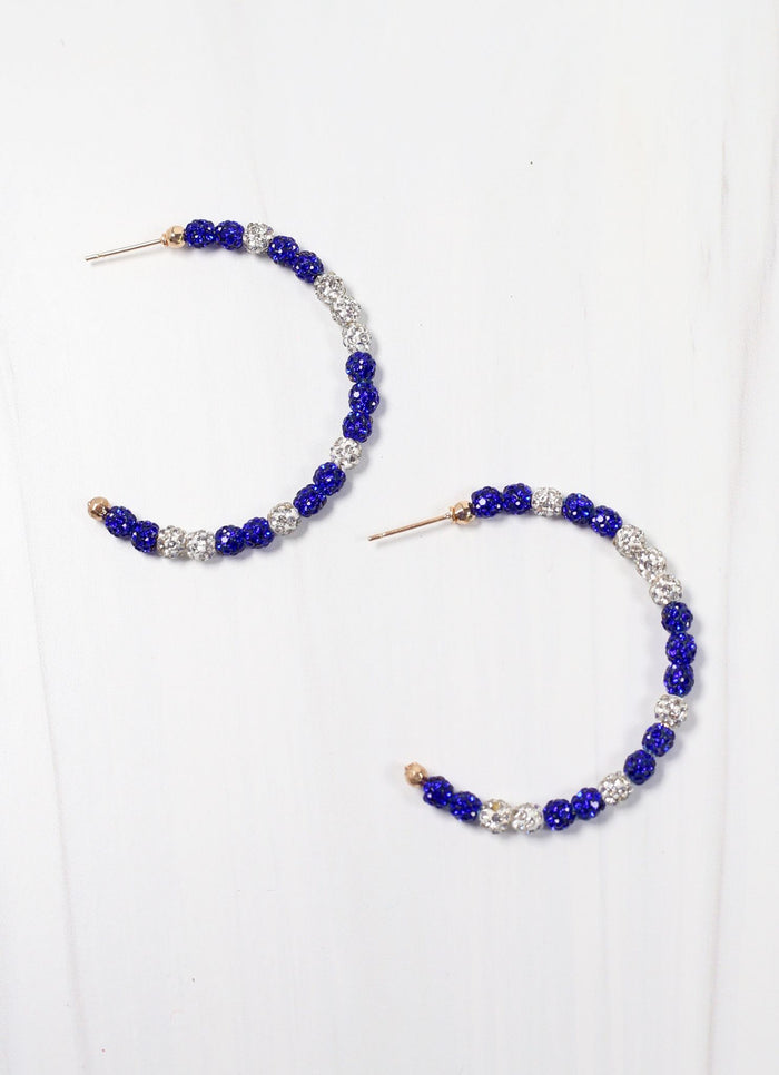 Pave Hoop Earring BLUE WHITE