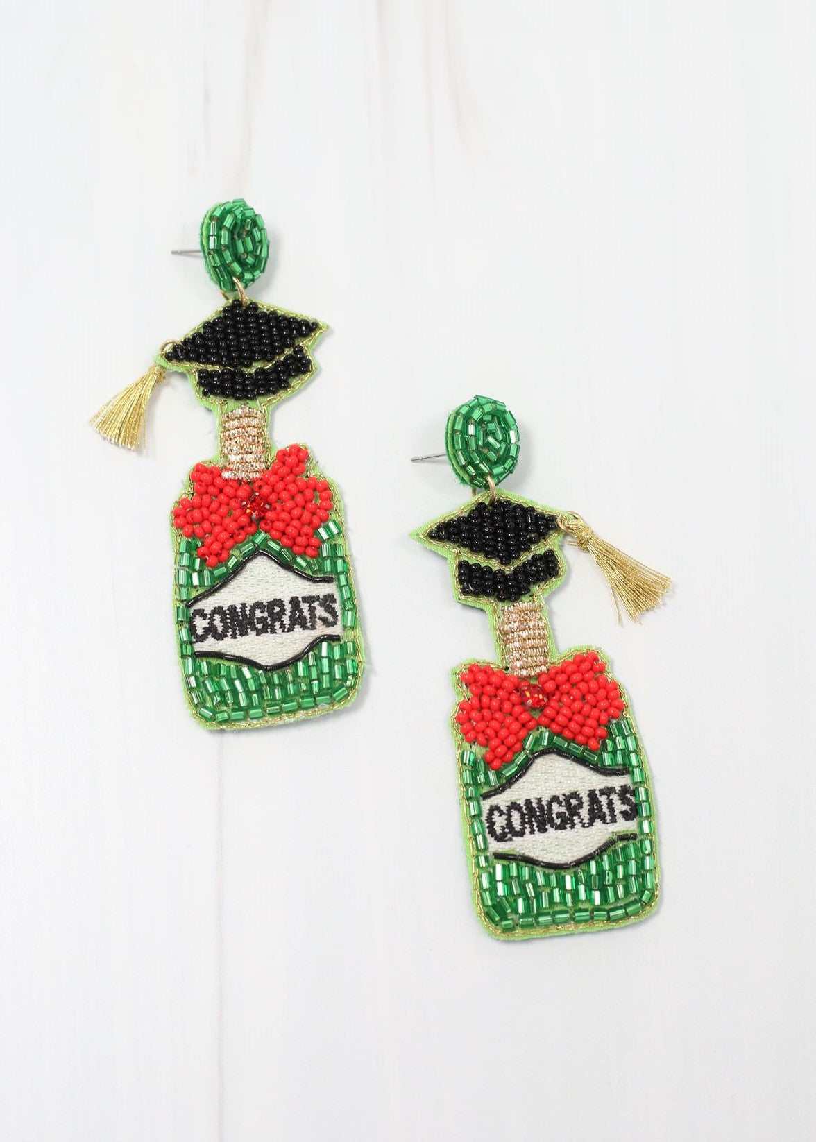 Congrats Grad Bottle Earring GREEN