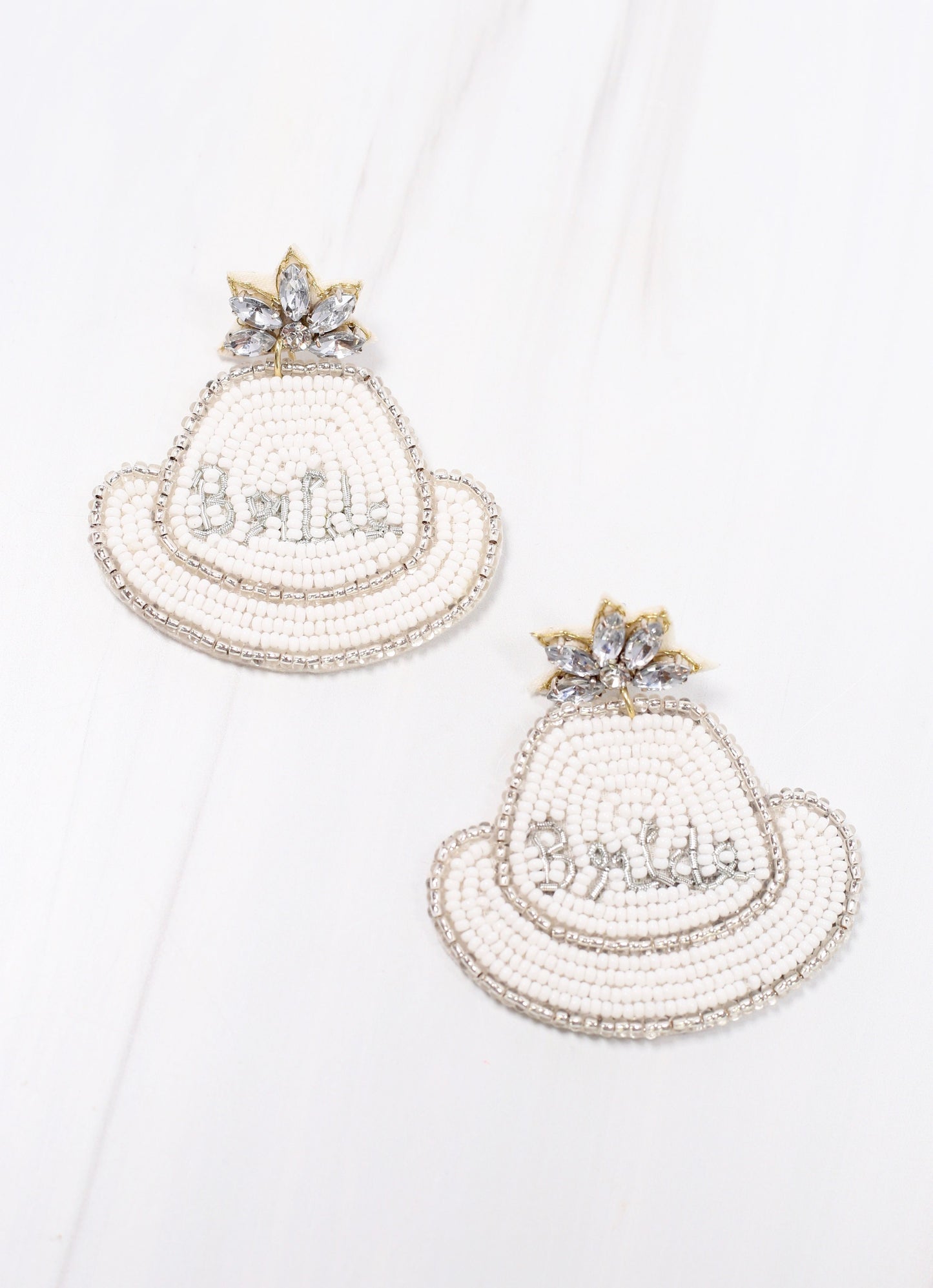 Bride Cowboy Hat Earring WHITE