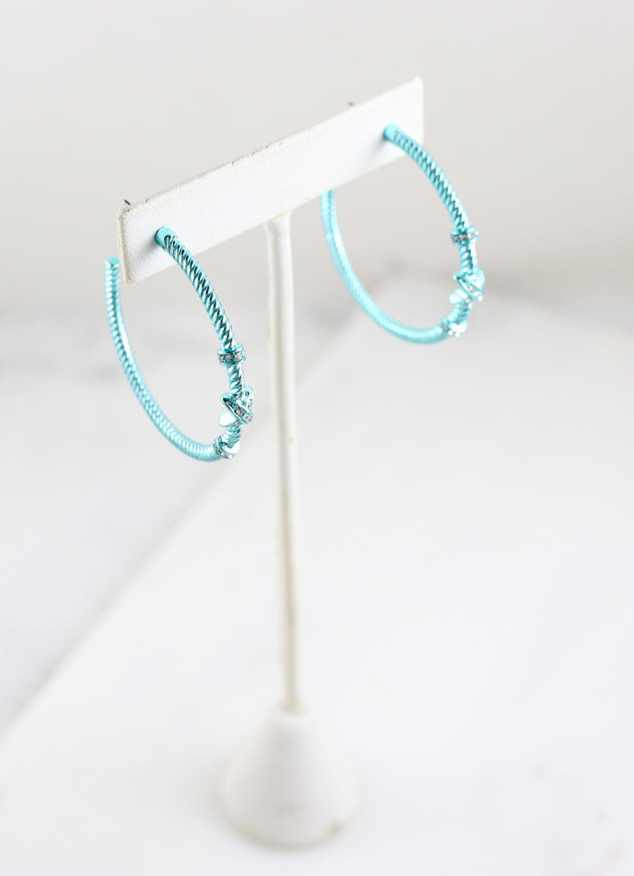Gardenia CZ Cable Hoop Earring TURQUOISE