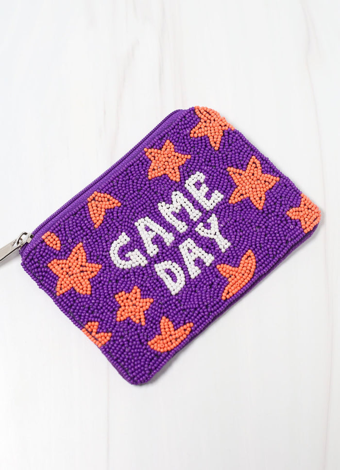 Game Day Star Beaded Pouch PURPLE ORANGE