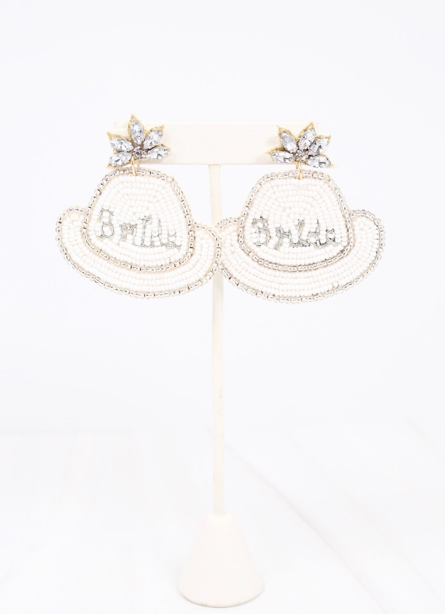 Bride Cowboy Hat Earring WHITE