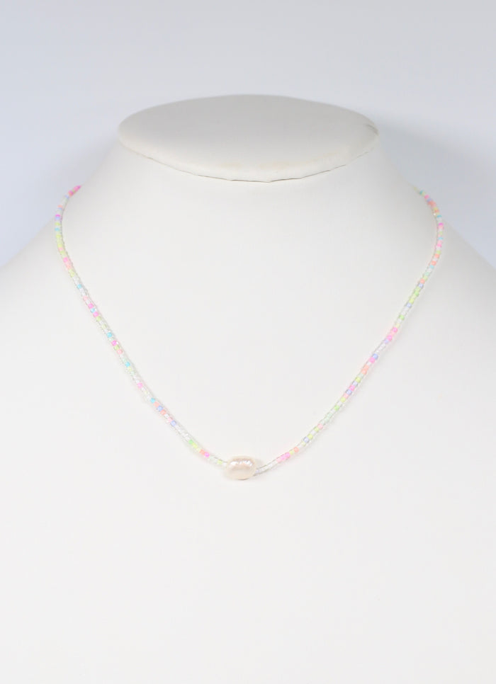 Banks Beaded Necklace with Pearl LIGHT MULTI