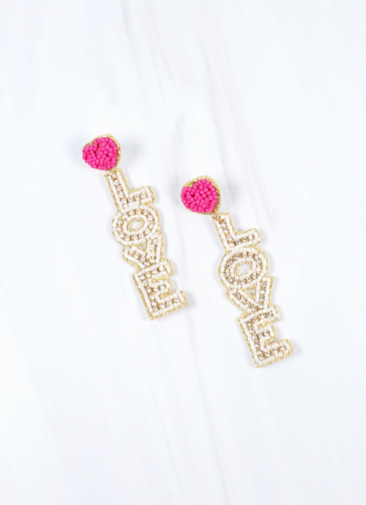 Love Drop Embellished Earring WHITE