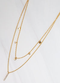 Life is Simple Layered CZ Bar Necklace GOLD