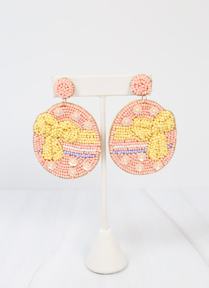 Tied with a Bow Easter Egg Earring LIGHT PINK