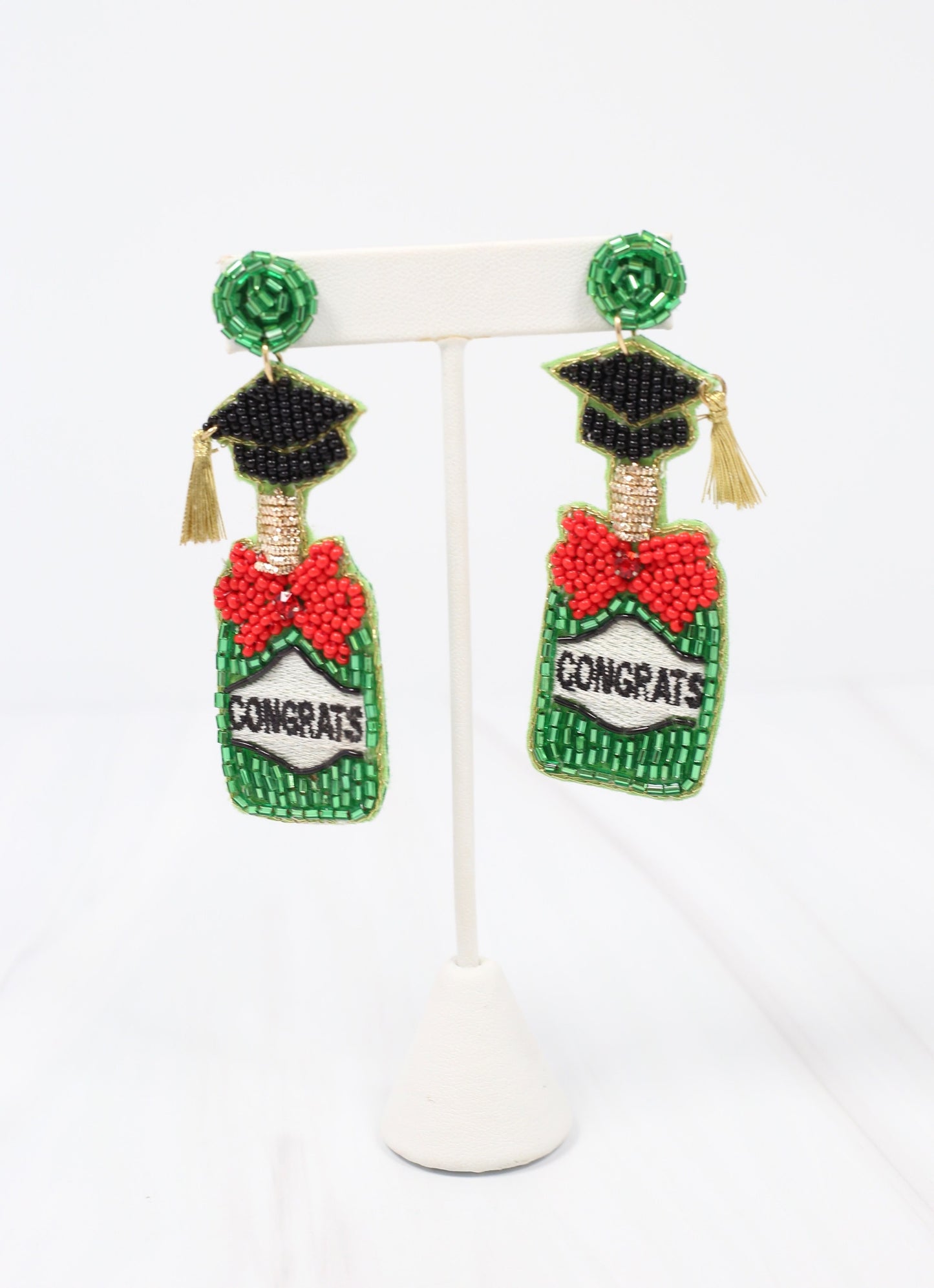 Congrats Grad Bottle Earring GREEN